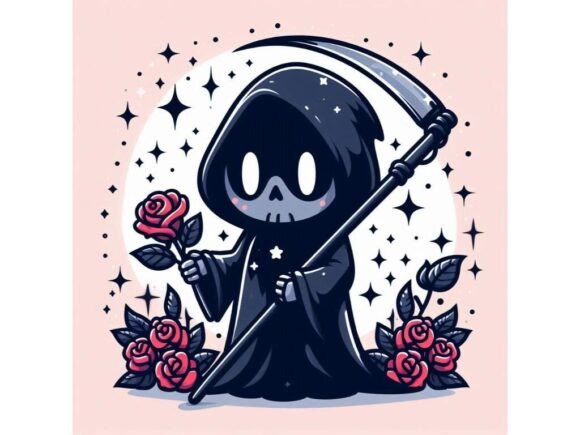 Download Cute Grim Reaper Silhouette Holding a Sc - Premium Bundle