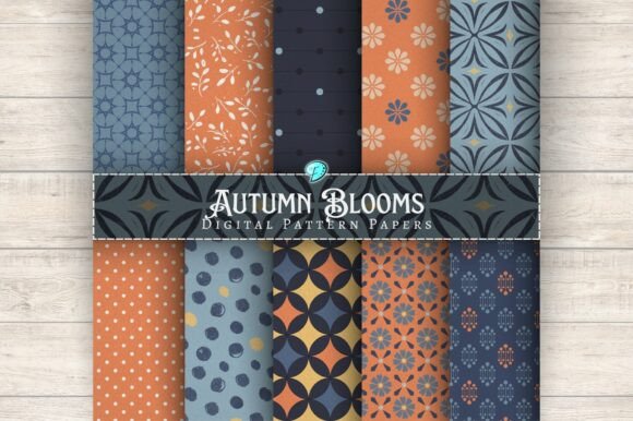 Download Autumn Blooms Digital Pattern Papers - Autumn Collection