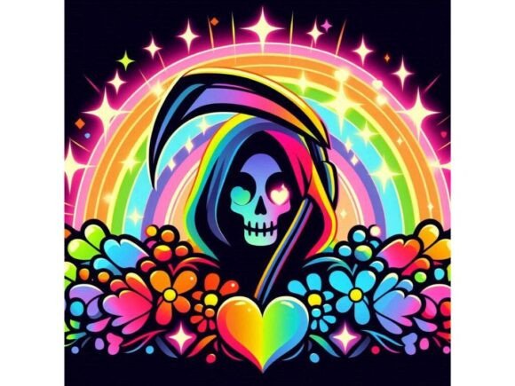 Download Rainbow-colored Grim Reaper Silhouette S - Premium Bundle