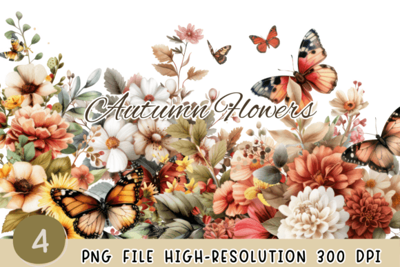 Download Autumn Flowers Fall Butterfly Floral - Autumn Collection