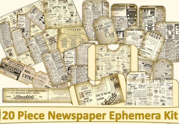 Download Vintage Newspaper Ephemera Kit - Ephemera Collection