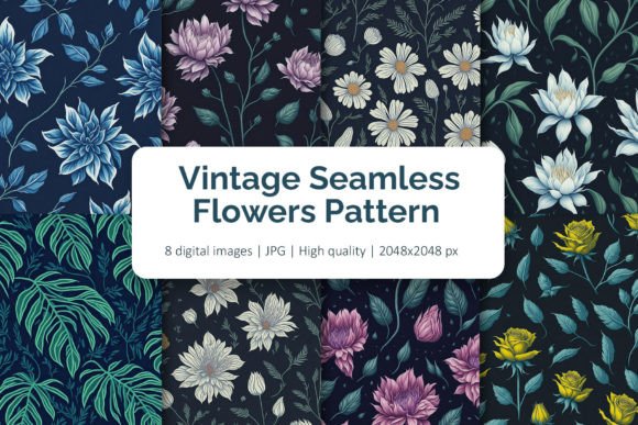 Download Vintage Seamless Flowers Pattern Pack - Pack Collection