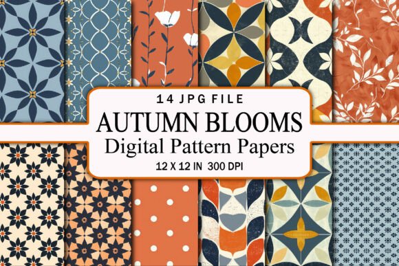 Download Autumn Blooms Digital Pattern Papers - Autumn Collection