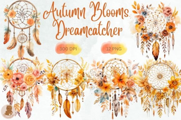 Download Autumn Blooms Dreamcatcher Watercolor - Autumn Collection