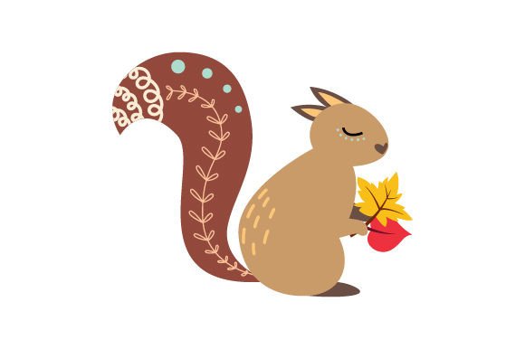 Download Cute Squirrel with Autumn Leaves Scandinavian Style - Autumn Collection