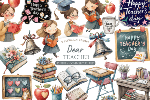 Download Pastel Retro School Graphics Pack - Pack Collection