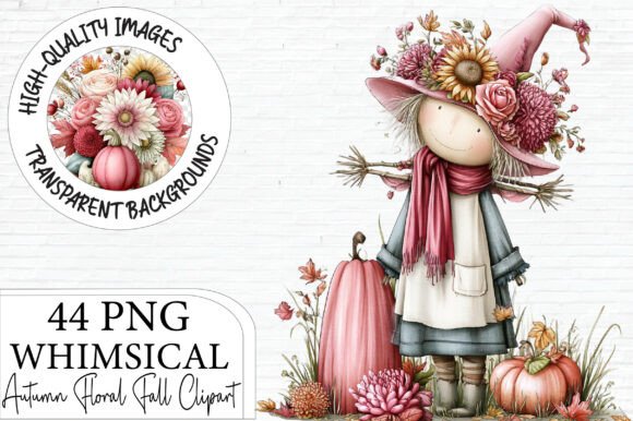Download Whimsical Pink Autumn Floral Clipart - Autumn Collection
