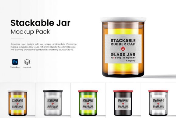 Download Stackable Rubber Cap Jar Mockup Pack - Pack Collection