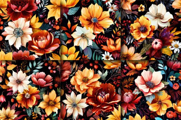Download Autumn Bouquet Flowers Digital Papers - Autumn Collection