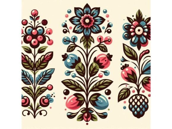 Download Retro-inspired Floral Berry Motif - Premium Resources