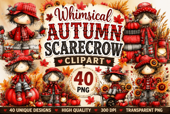 Download Whimsical Autumn Scarecrow Clipart - Autumn Collection
