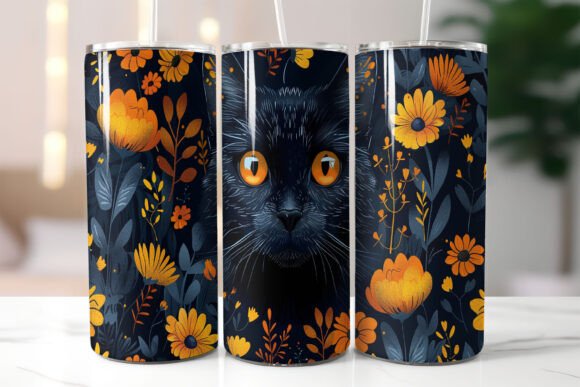 Download Mystical Feline Amidst Autumn Blooms - Autumn Collection