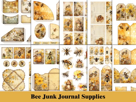 Download Yellow Bee Junk Journal Kit Ephemera - Ephemera Collection