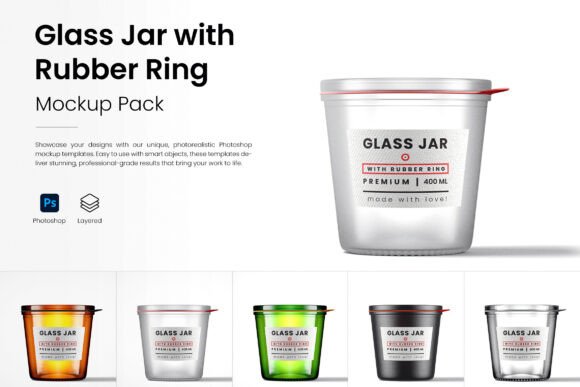 Download Glass Jar with Rubber Mockup Pack - Pack Collection