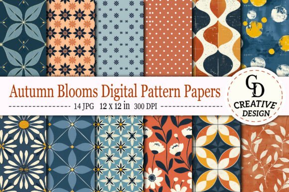Download Autumn Blooms Digital Pattern Papers - Autumn Collection