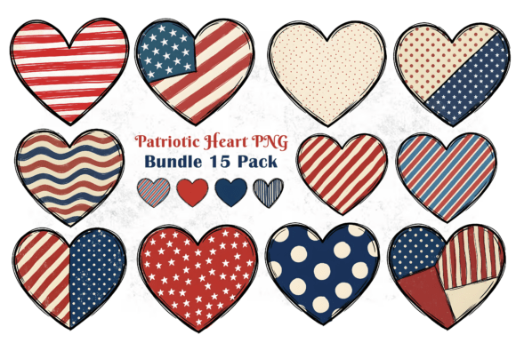 Download Patriotic Heart PNG Bundle 15 Pack - Pack Collection